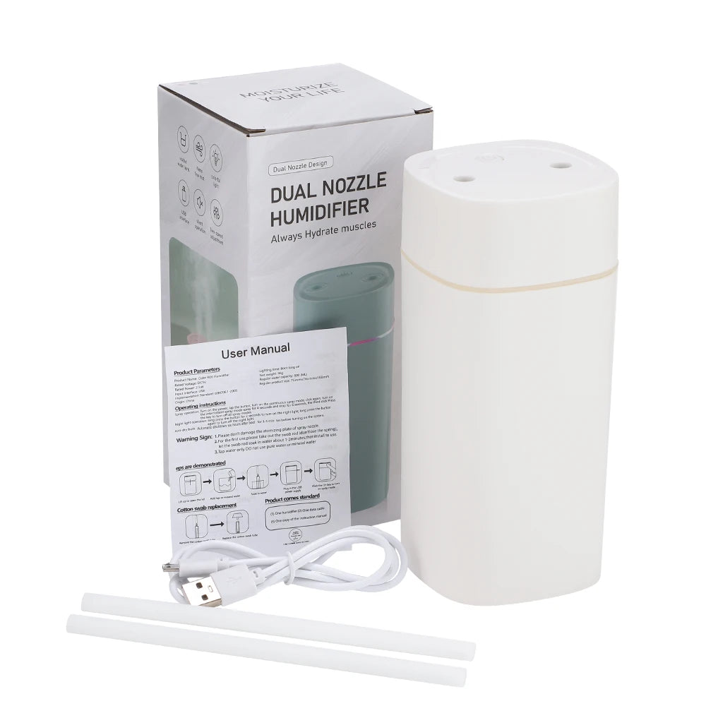 600ML Air Humidifier USB Charging Essential Oil Purifier Aroma Diffuser Aromatherapy Mist Maker Lights for Home Office Car Peaceful Pleasures Health and Wellness WHITE