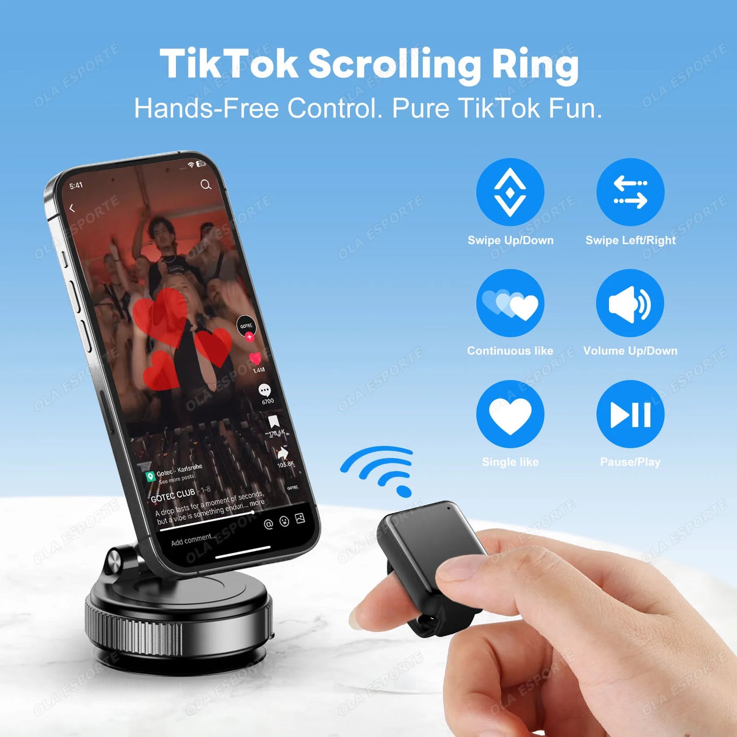 Bluetooth Fingertip Ring Remote – Scroll, Selfie & Page Turner