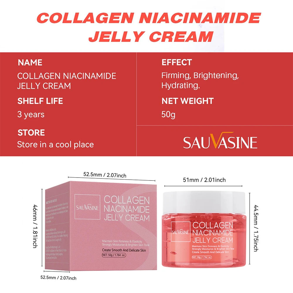 Collagen Jelly Cream Niacinamide Hydrolyzed Collagen 24h Glow & Lifted Look Moisturize Skin Elasticity & Hydration Face Cream Peaceful Pleasures Health and Wellness