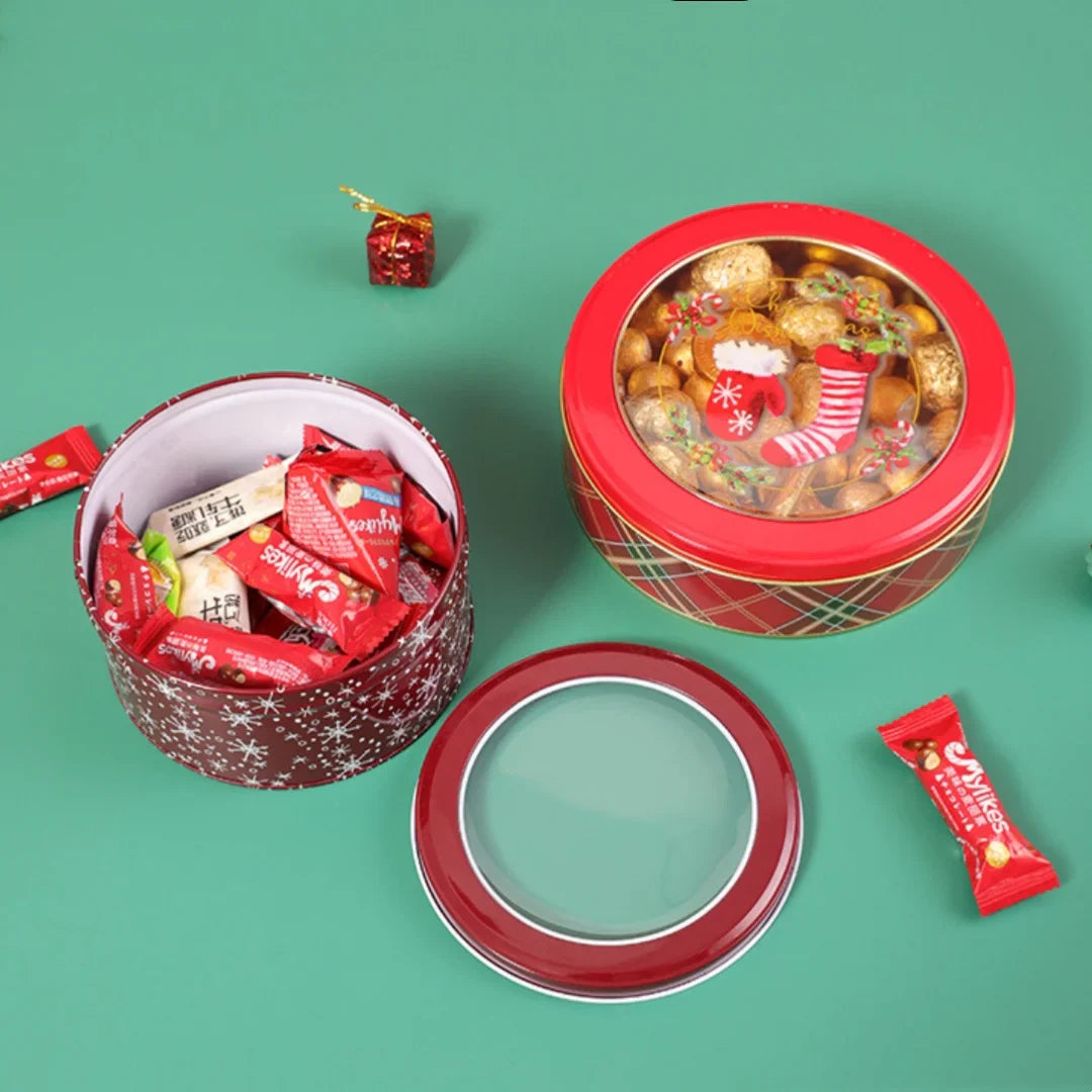 Christmas Metal Tin Candy Cookie Gift Box | Festive Packaging