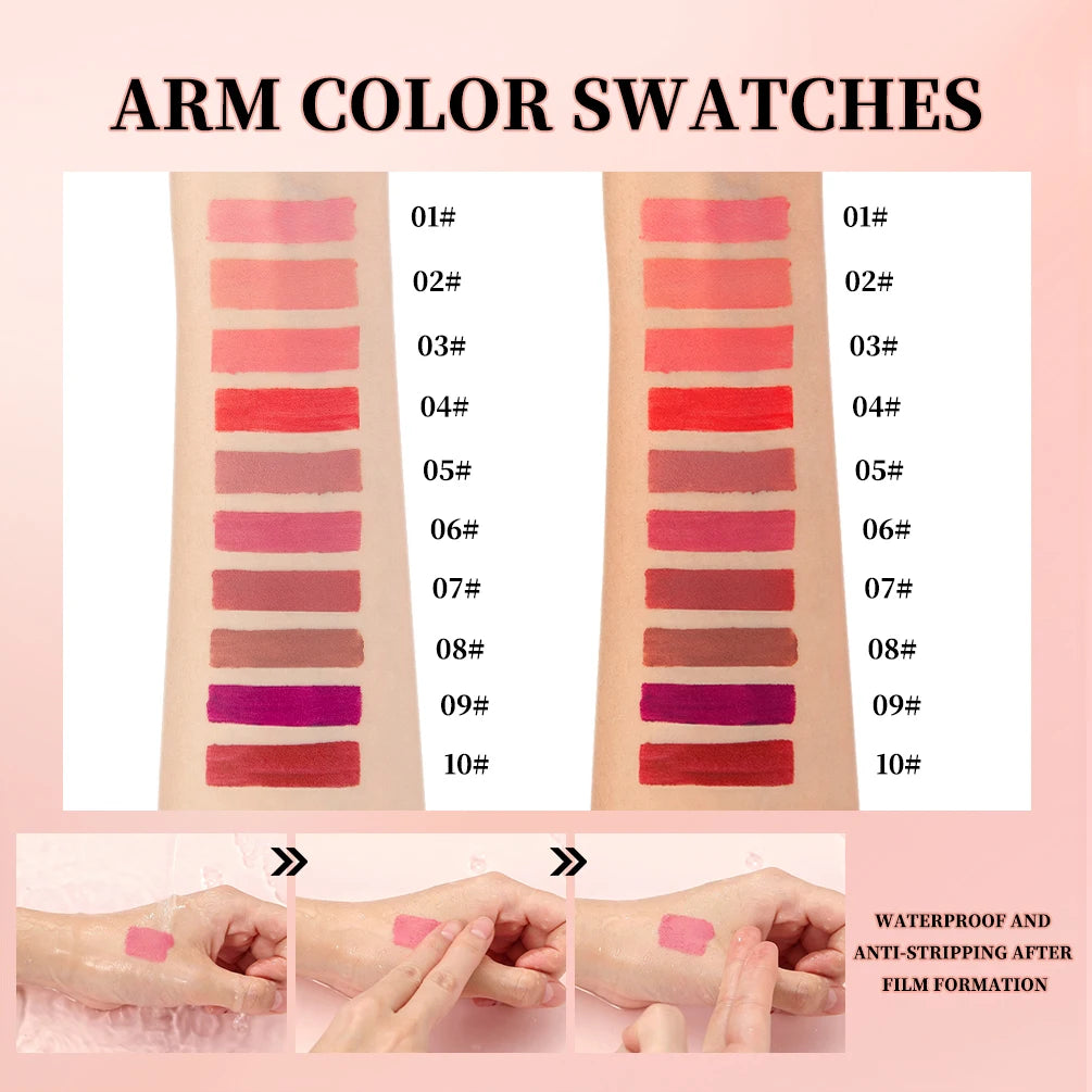 QIBEST Matte Liquid Lipstick Lasting Velvet Nude Lip Gloss Non-stick Cup Waterproof Purple Red Lip Glaze Tint Cosmetic For Women Peaceful Pleasures Health and Wellness