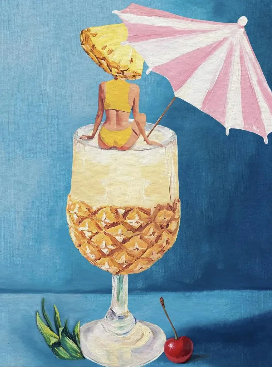 Cocktail Girl Canvas Wall Art | Fun Bar Kitchen Poster Print