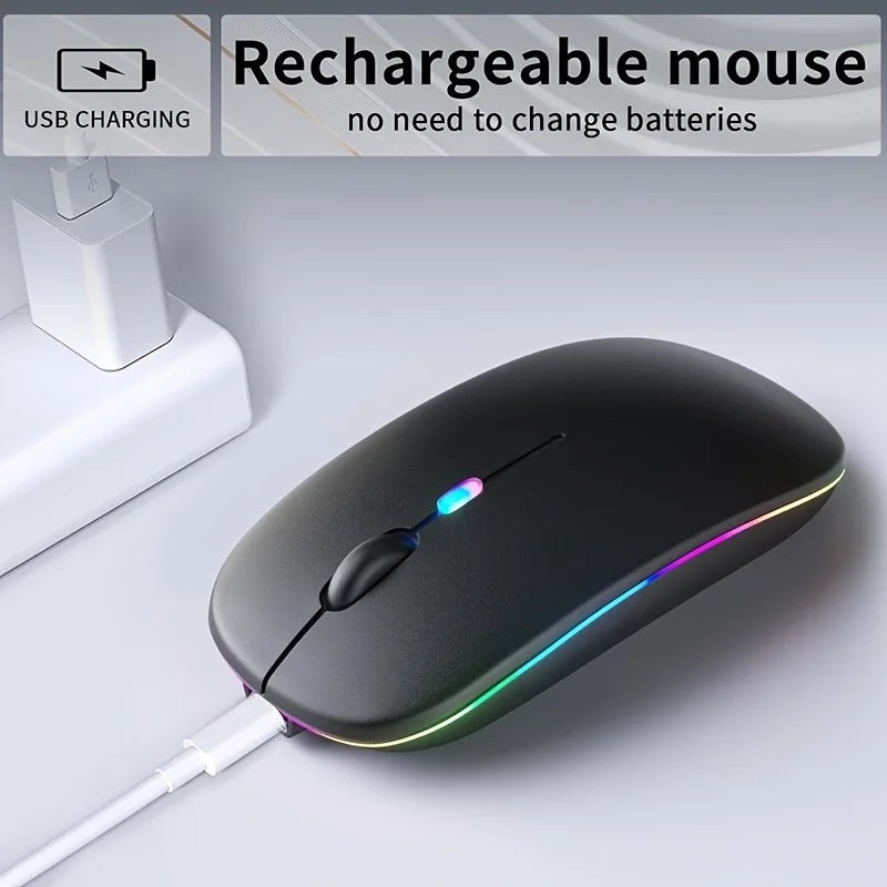 Wireless Mouse Slim Bluetooth-compatible 2.4G Computer Mice Portable Rechargeable Cordless Mouse for iPad Laptop Desktop Peaceful Pleasures Health and Wellness