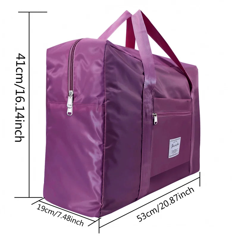 S-XL Multifunctional Folding Travel Bags Waterproof Single Shoulder Hand Luggage Bag Large Capacity Portable Luggage Storage Peaceful Pleasures Health and Wellness Deep purple L
