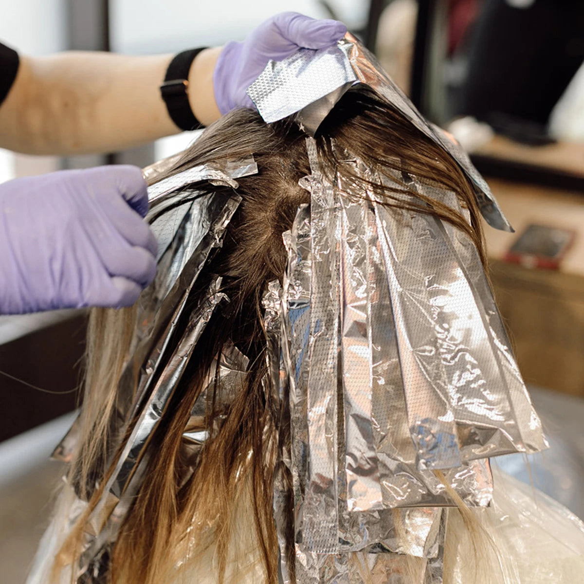 200pcs/Box Perming Aluminum Foil for Hair Professional Embossed Hair Foil Roll Hair Coloring Highlighting Foils for Bleaching Peaceful Pleasures Health and Wellness