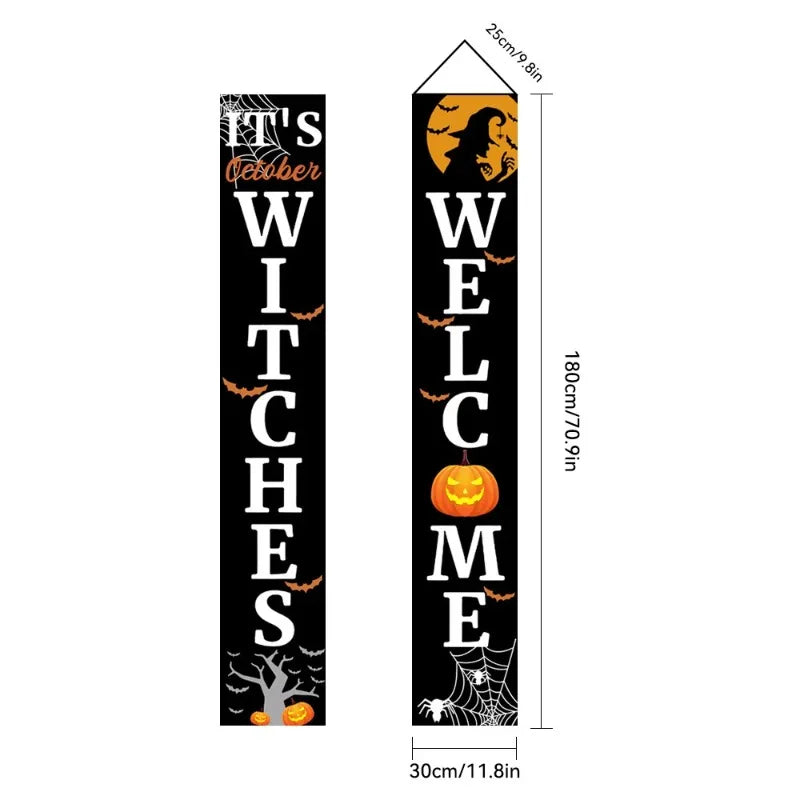 Halloween & Christmas Door Curtain Banner | Holiday Decor Flag