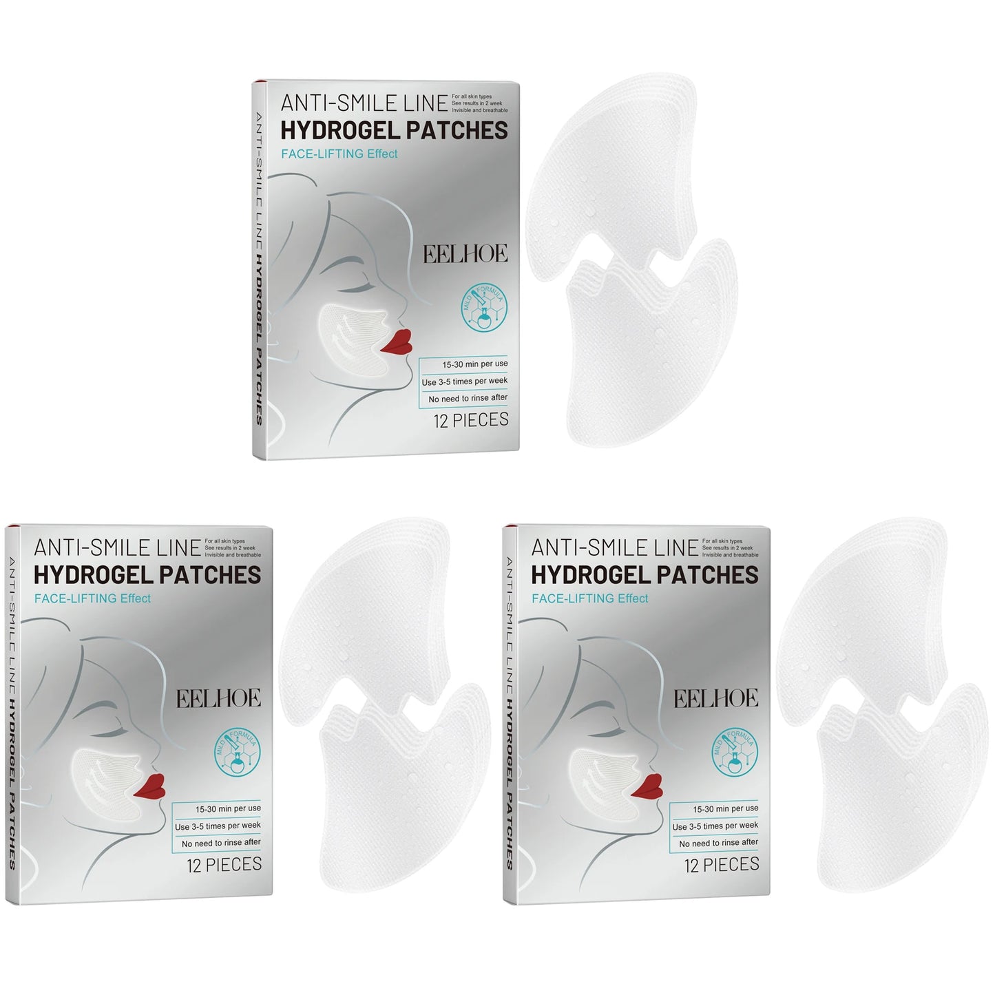 EELHOE Hydrogel Face Patches – Lifting, Firming & Anti-Aging 12pc Hydrogel Face Patches Peaceful Pleasures Health and Wellness 3 X 12pcs Boxed
