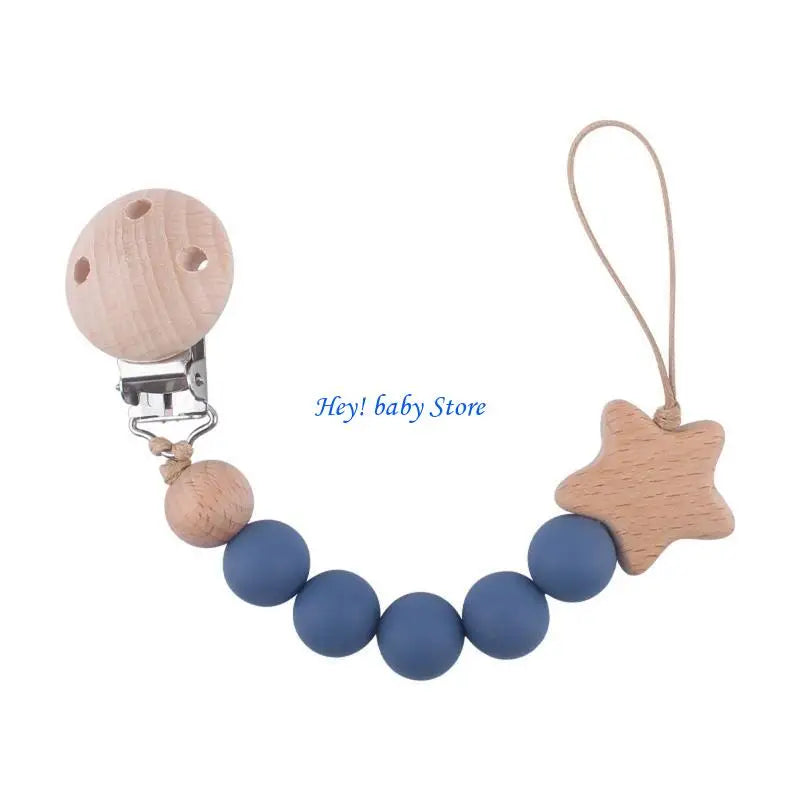 Baby Girl Pacifier Clip with Silicone Teething Beads | Soother Chain