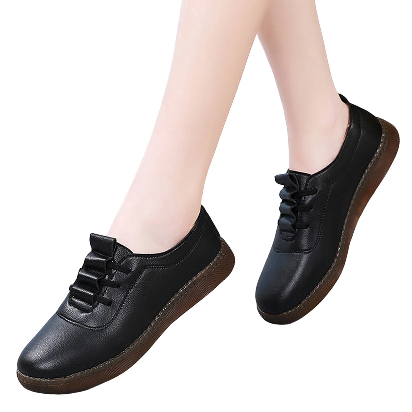 Women Casual Slip-on Boat Shoes Comfortable Solid Color Slip-on Flat Shoes Birthday Gifts for Ladies Peaceful Pleasures Health and Wellness Black 35