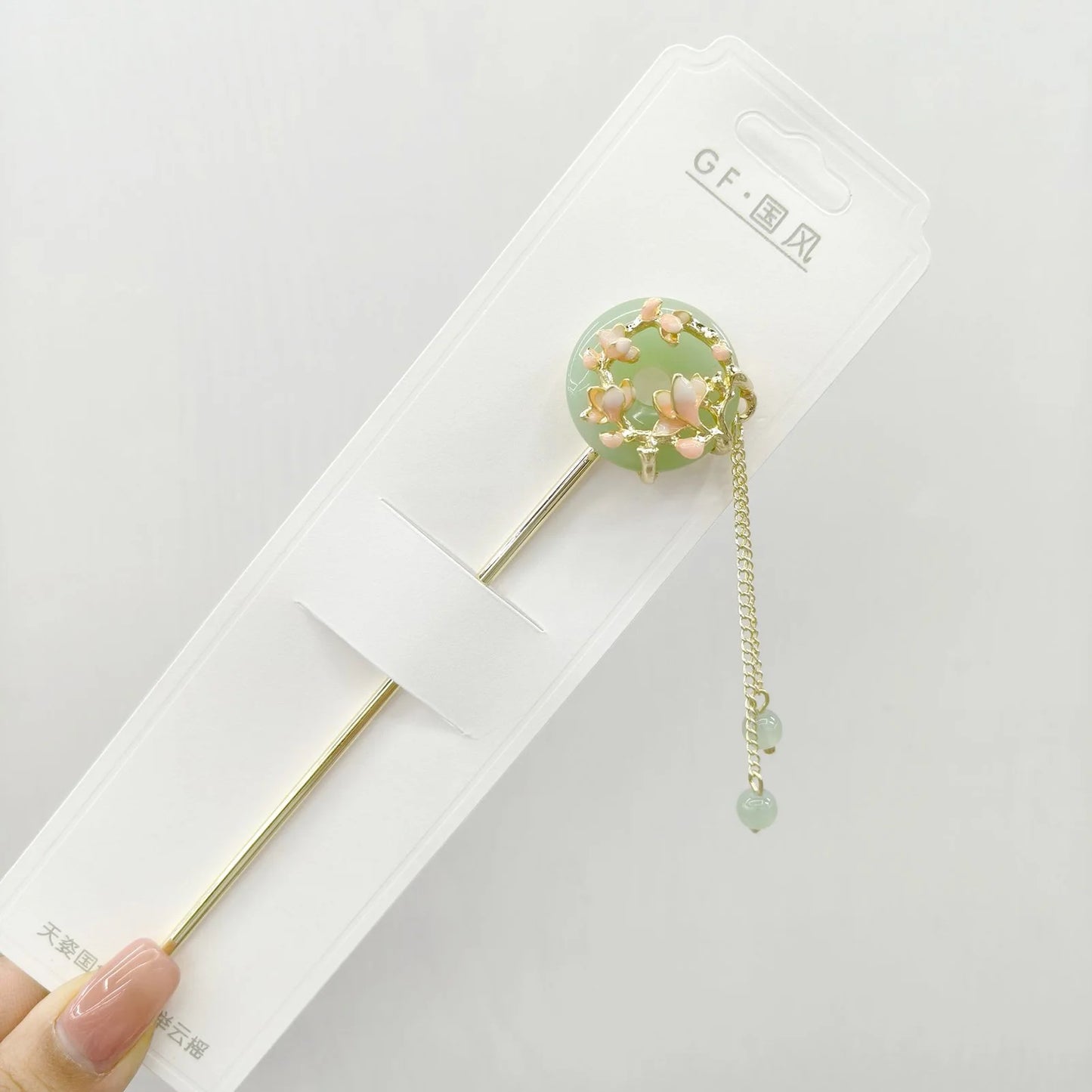 Chinese Style Hair Stick with Flower Decor Retro Floral Design Headwear with Tassel for Friends Girlfriend Wife Novel Gift Peaceful Pleasures Health and Wellness Model 39