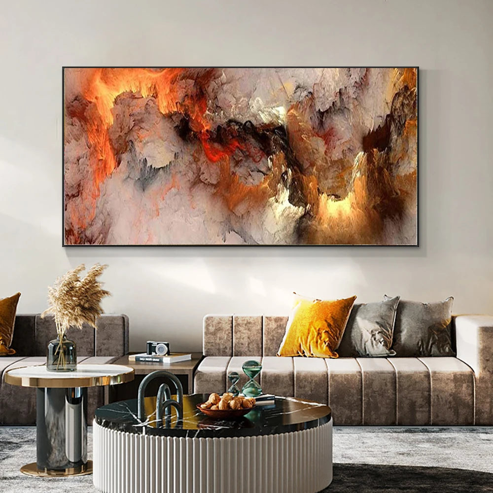 Grey Yellow Cloud Abstract Art Oil Painting Posters And Prints on Canvas Modern Art Independe Wall Picture For Living Room Decor Peaceful Pleasures Health and Wellness QP10215-H 40x80cm No Frame