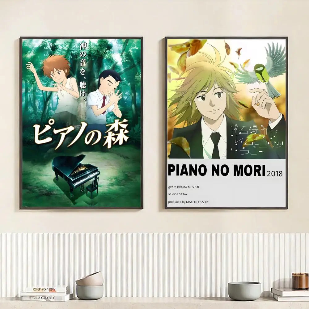 Anime F-Forest of Piano Poster HD Self Adhesive Waterproof Wall Art Ideal for Home Office Dorm Bedroom Great Gift Peaceful Pleasures Health and Wellness