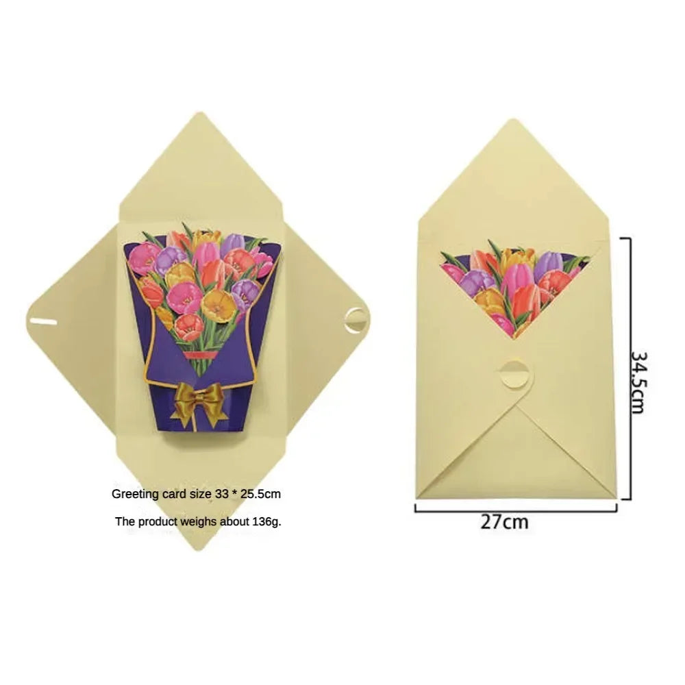 3D Pop-Up Paper Flower Bouquet Card | Valentine's Mother's Day