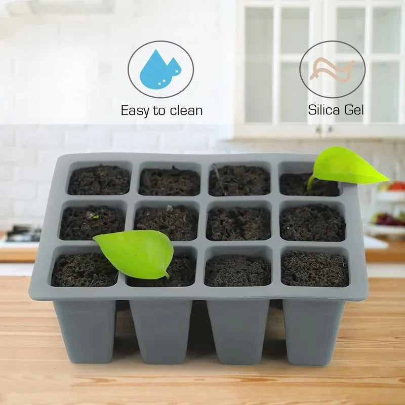 9-Cell Silicone Seed Germination Tray with Drainage Holes