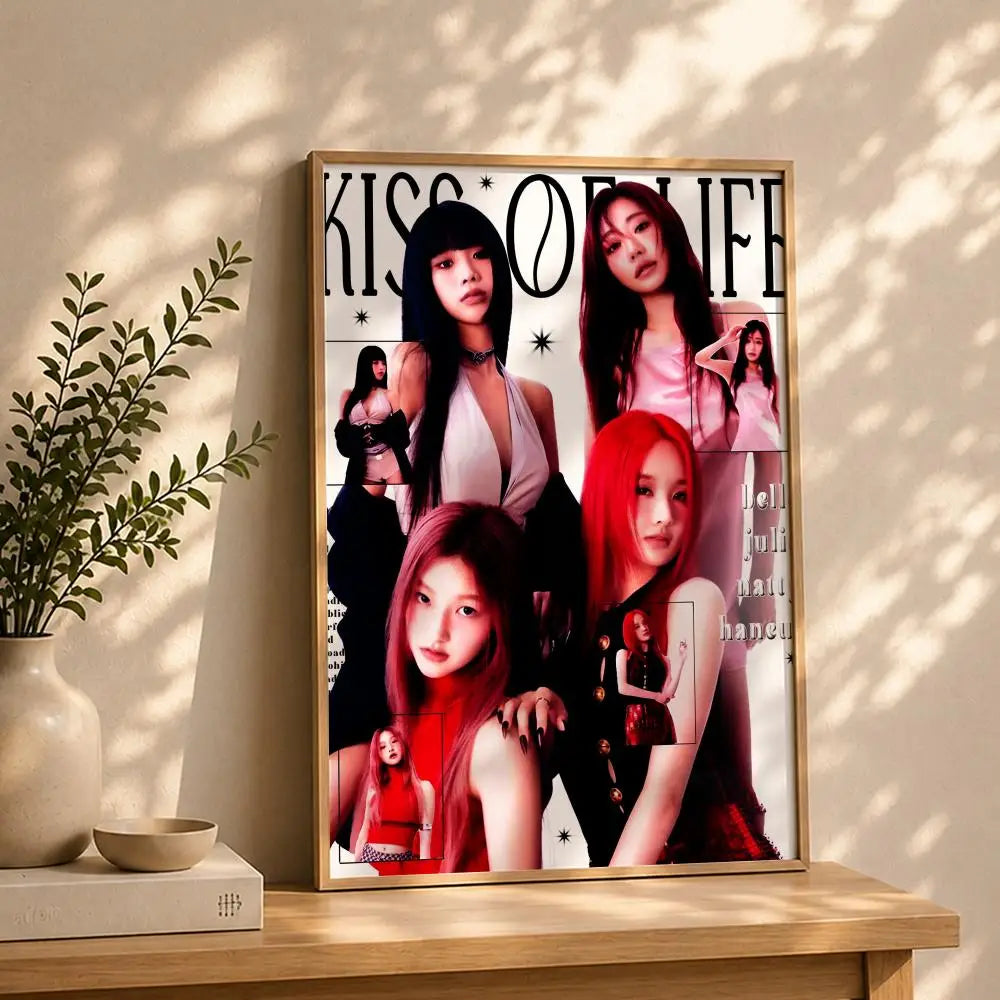 Kpop K-KISS OF LIFES Poster HD Self Adhesive Waterproof Wall Art Ideal for Home Office Dorm Bedroom Great Gift Peaceful Pleasures Health and Wellness