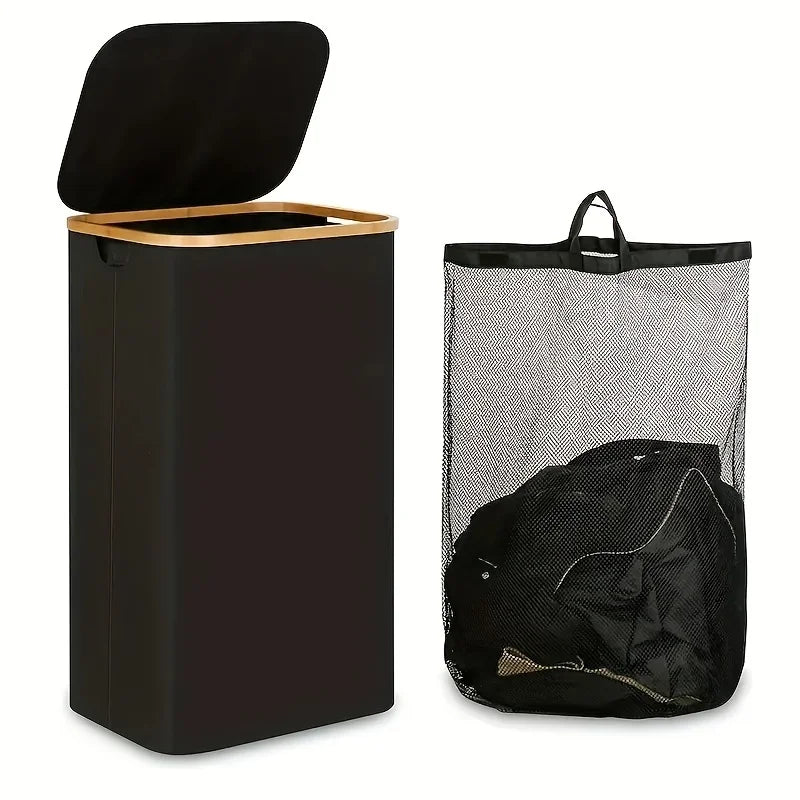 Foldable Laundry Basket with Lid – Large Capacity Hamper