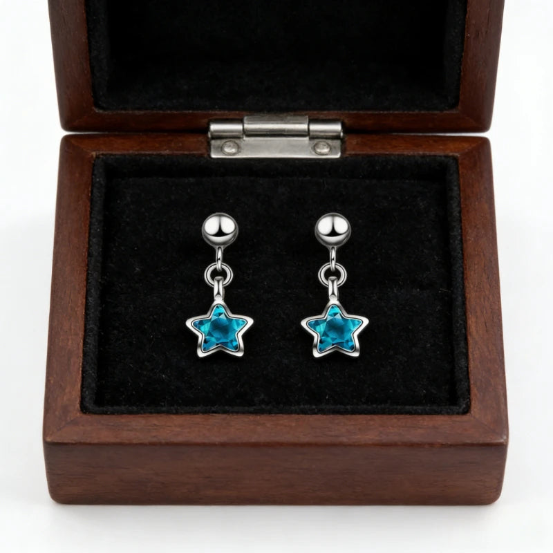 New Blue Starry Sky Mini Earrings Delicate Girlish Korean Style Blue Star Studs Fashion Women Ear Jewelry Accessories Versatile Peaceful Pleasures Health and Wellness