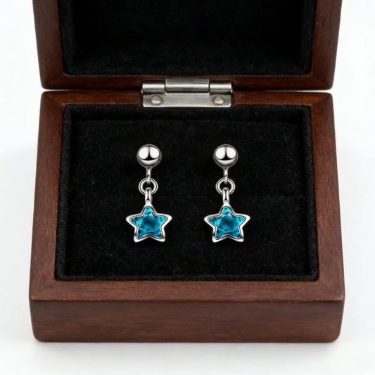 New Blue Starry Sky Mini Earrings Delicate Girlish Korean Style Blue Star Studs Fashion Women Ear Jewelry Accessories Versatile Peaceful Pleasures Health and Wellness