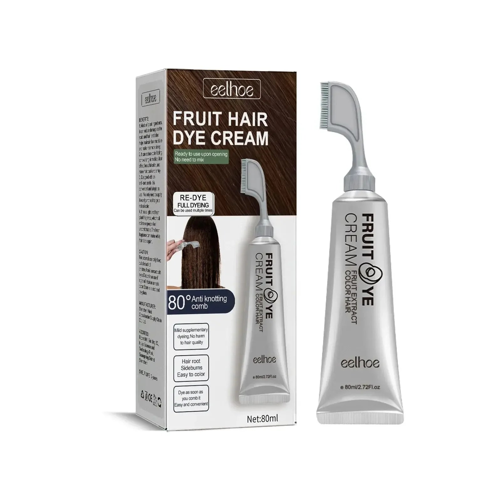 Plant-Based Permanent Hair Dye Cream for Gray Coverage Peaceful Pleasures Health and Wellness Brown
