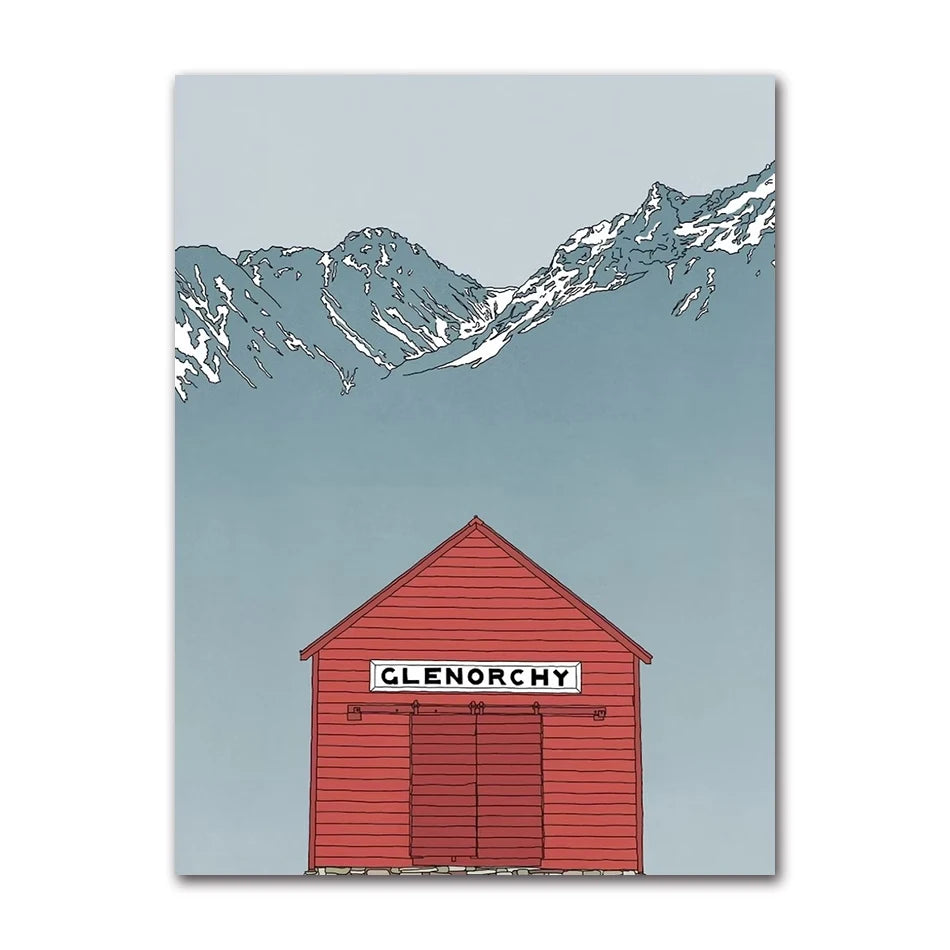 Minimalist Landscape Canvas Wall Art | Bicycle Surf Lake House