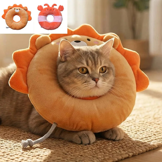 Soft Plush Pet Recovery Collar | Fun Crab & Lion Design Pet Recovery Collar Peaceful Pleasures Health and Wellness
