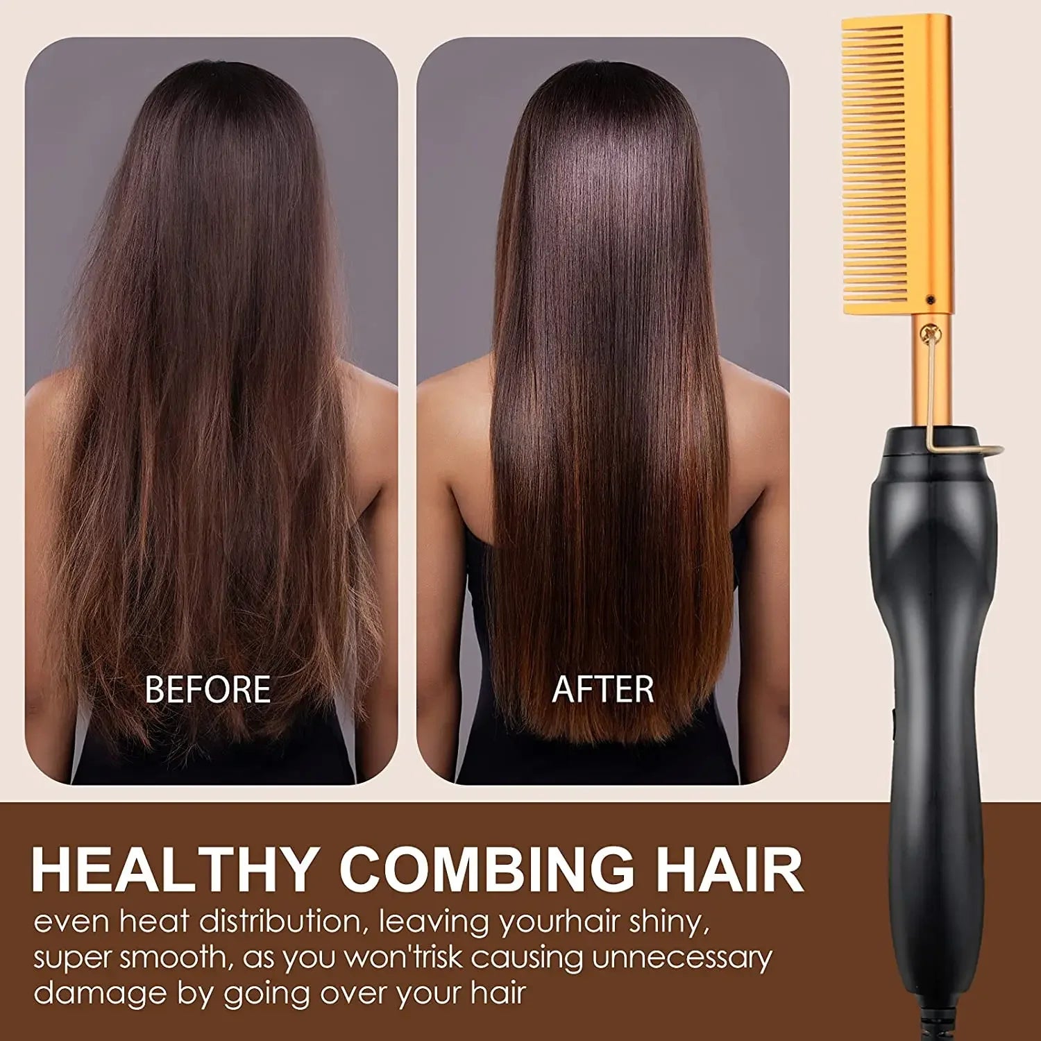 Electric Ceramic Hot Comb Hair Straightener Heat Pressing Anti-Scald Flat Iron for Wigs Beard Styling Tool Peaceful Pleasures Health and Wellness
