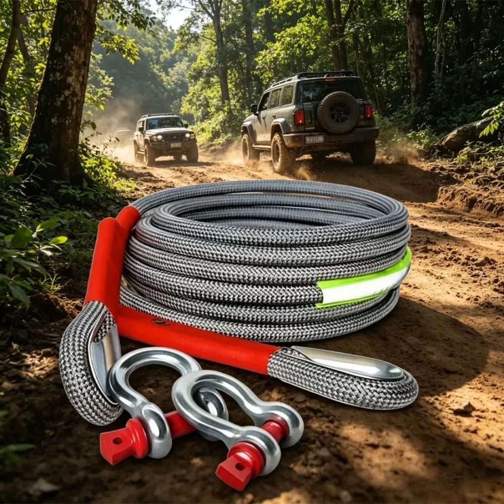 Upgraded Heavy Duty Car Tow Rope Off Road Tow Strap with Hook Wear-Resistant Vehicle Emergency Rescue Recovery Auto Accessories Peaceful Pleasures Health and Wellness