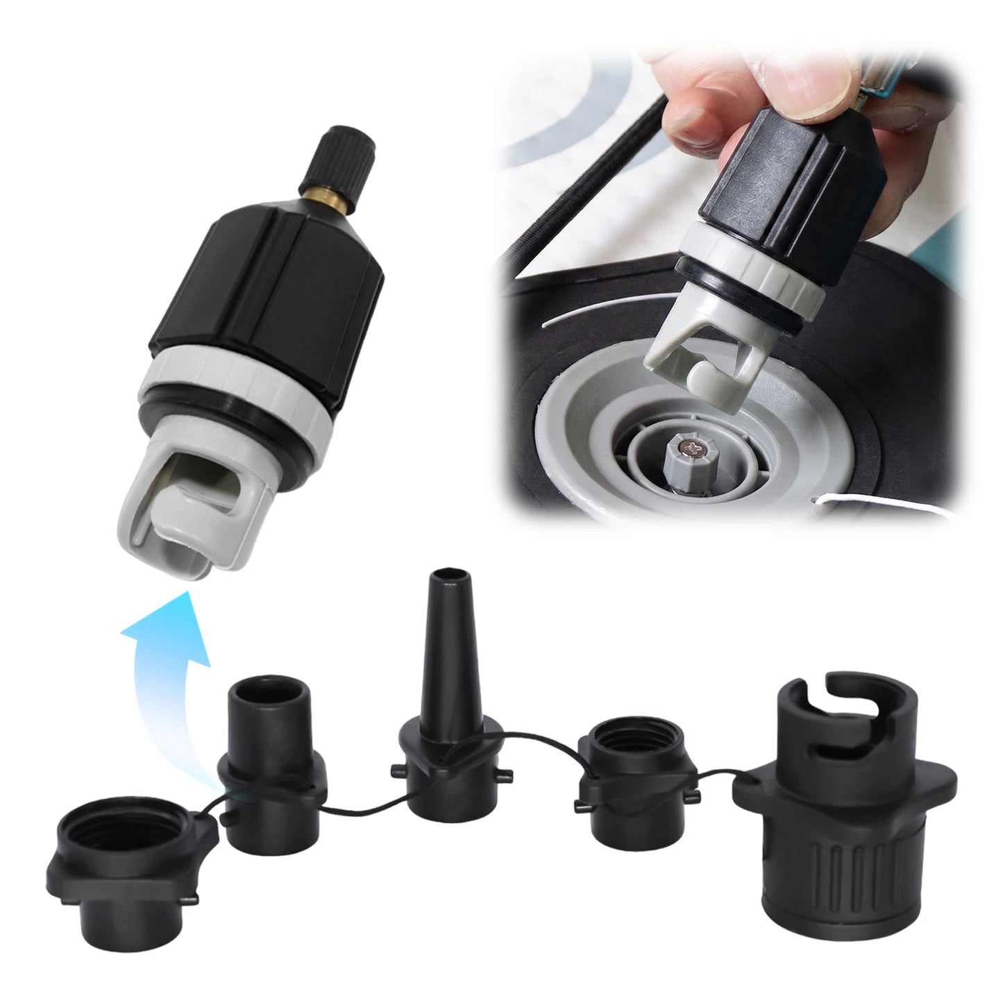 4 In 1 Inflatable Boat Air Pump Nylon Material Multifunctional Conversion Head Lightweight for Camping Surfing Short Trips Use Peaceful Pleasures Health and Wellness