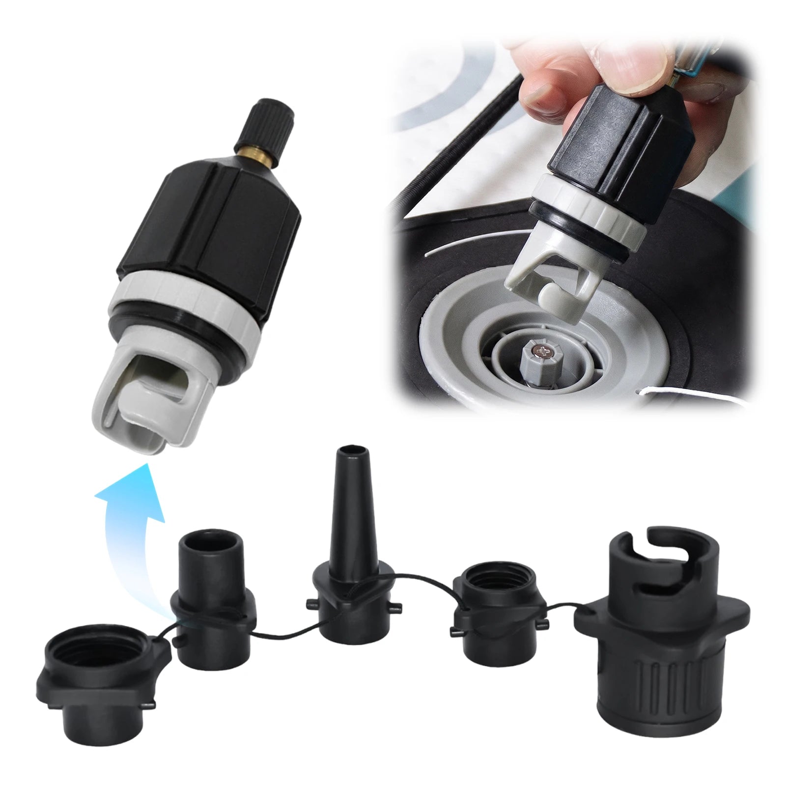 4 In 1 Inflatable Boat Air Pump Nylon Material Multifunctional Conversion Head Lightweight for Camping Surfing Short Trips Use Peaceful Pleasures Health and Wellness