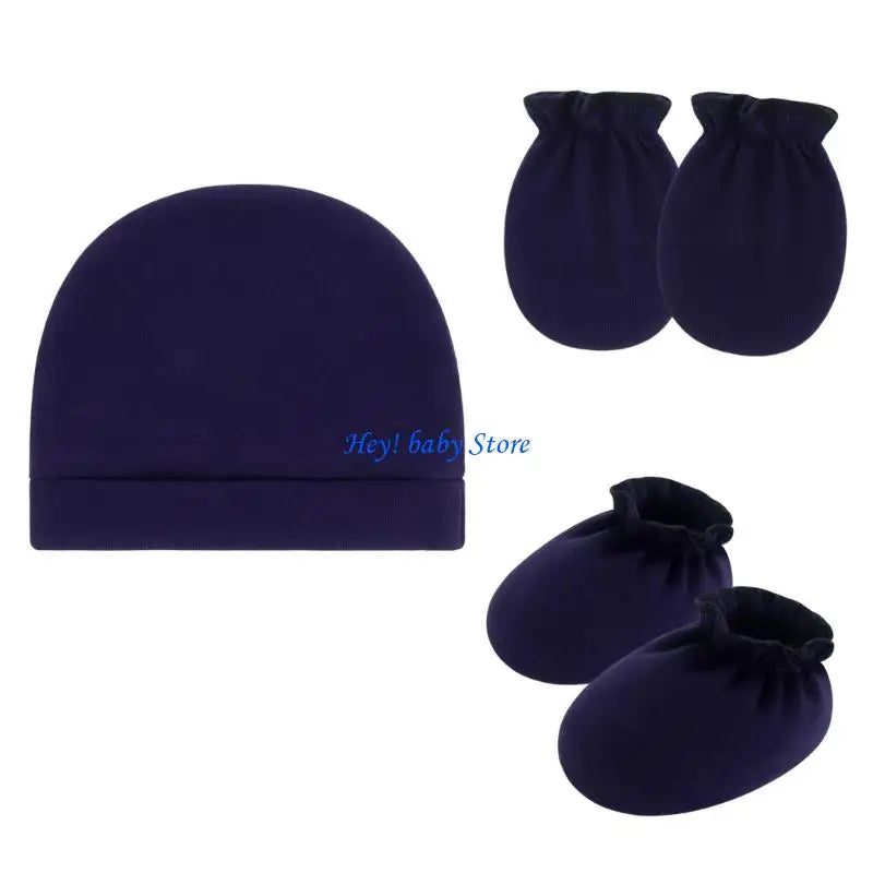 Baby Bonnet Hat Mittens & Booties 3-Piece Set | 0–6 Months