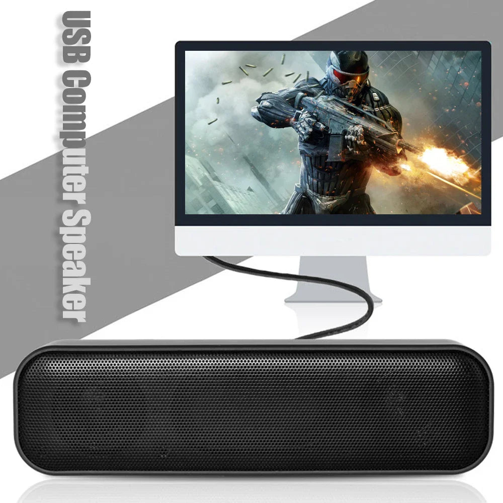 AyeBeau USB Wired Desktop Soundbar Speaker 6W – PC, Laptop & TV
