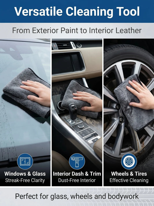 5PCS 600GSM Microfiber Car Wash Towel Lint Free Edgeless Scratch Free Ultra Absorbent Auto Detailing Drying Cleaning Cloth Peaceful Pleasures Health and Wellness
