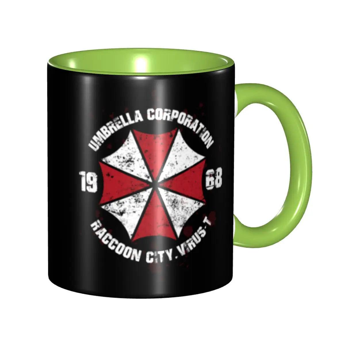 Umbrella Resident Evils 4 Game Coffee Mug DIY Custom Ceramic Mug Creative Present Peaceful Pleasures Health and Wellness green 330ml