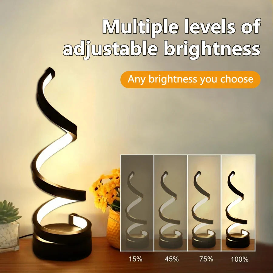 GGBEE Spiral USB LED Desk Lamp – 3 Color Dimmable Light