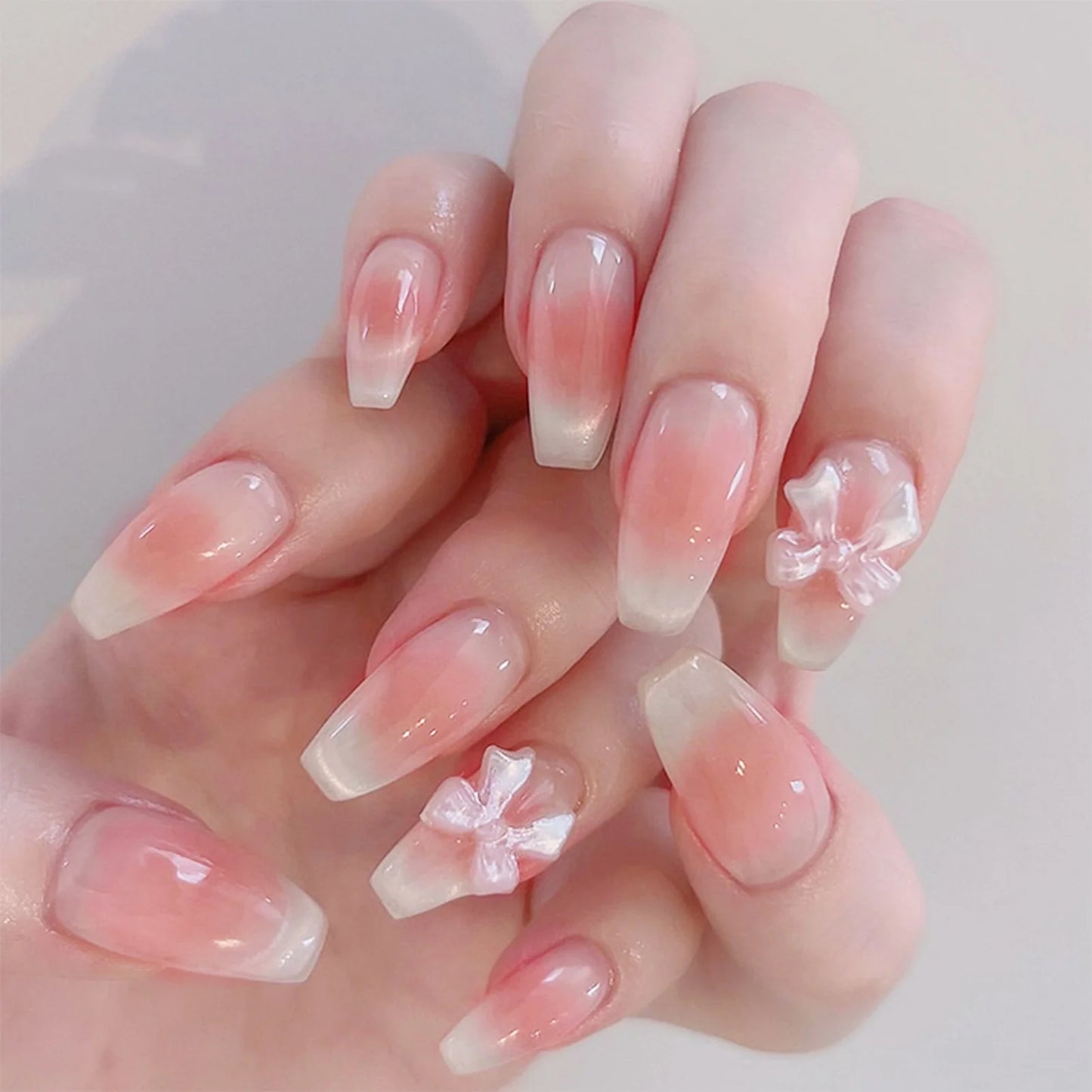 24pc Nude Pink Cat Eye Almond Press On Nails | Korean Style