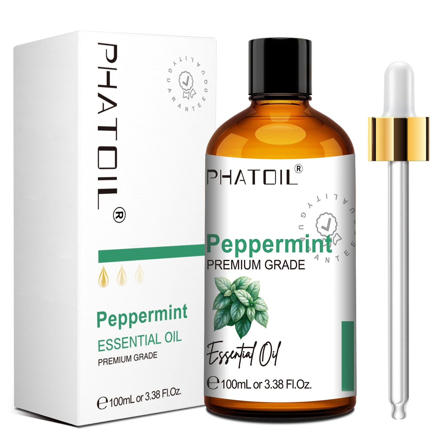 PHATOIL 100ml Pure Essential Oil For Diffuser,Candle Making-Lavender Sandalwood Eucalyptus Peppermint Cinnamon Vanilla Oils Peaceful Pleasures Health and Wellness Peppermint 100ml