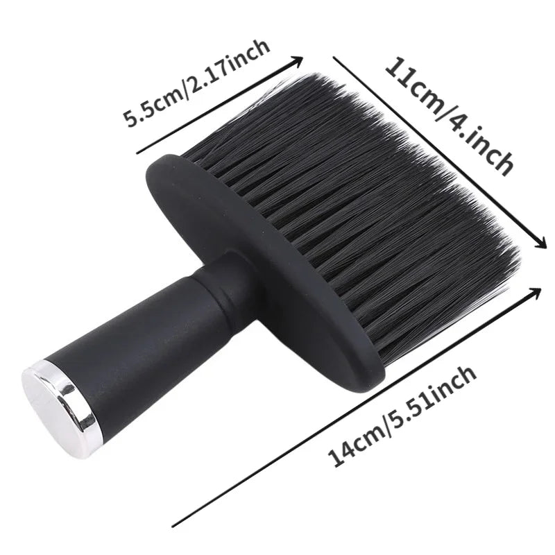 Men Beard Brush Black Handle Soft Nylon Bristles Neck Face Duster Barber Hair Clean Salon Styling Tool for Haircut Grooming Peaceful Pleasures Health and Wellness Black Silver Handle