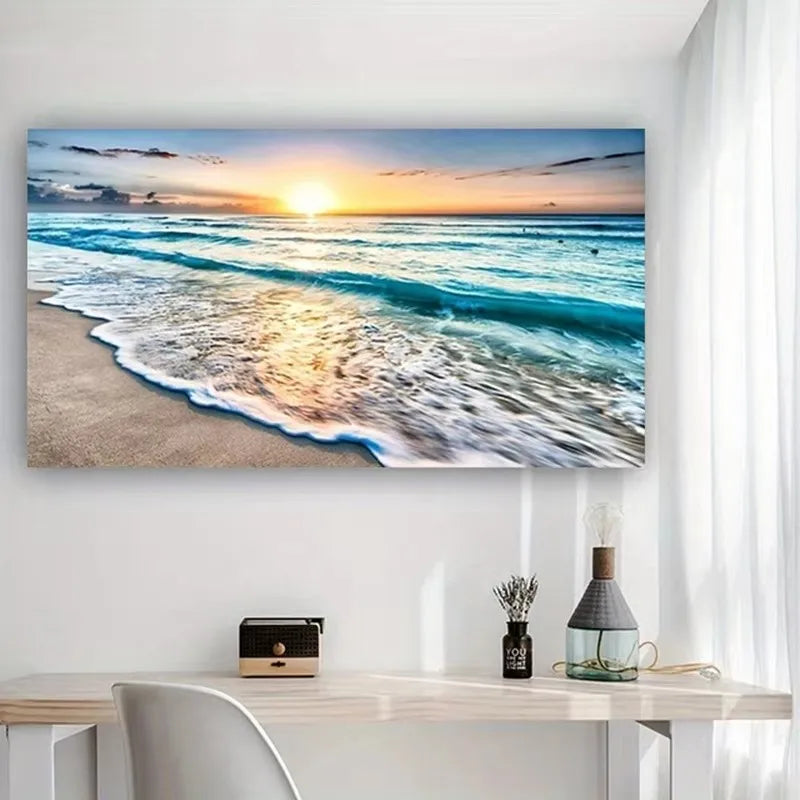Beach Sunset Wall Art Posters Large Landscape Canvas Painting Print Nordic Wall Decoration Picture for Home Decor Unframed Peaceful Pleasures Health and Wellness ZLH2511 30x60cm No Frame