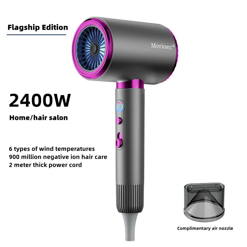 Manufacturer's Direct Selling High-Speed Hair Dryer 2400w High-Power Negative Ion Blue Light Hair Care Home Hair Salon Hair Drye Peaceful Pleasures Health and Wellness E-2400W-Purple EU