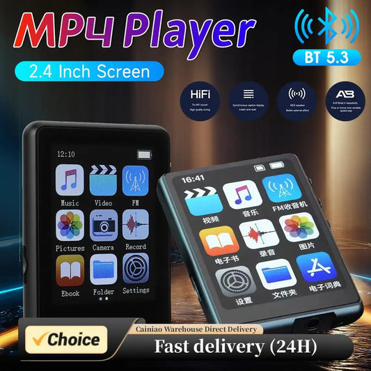 MP3 MP4 Player Voice Recorder Full Touch Screen Bluetooth-Compatible Audio Player with Speaker Support FM Radio Recording E-Book Peaceful Pleasures Health and Wellness