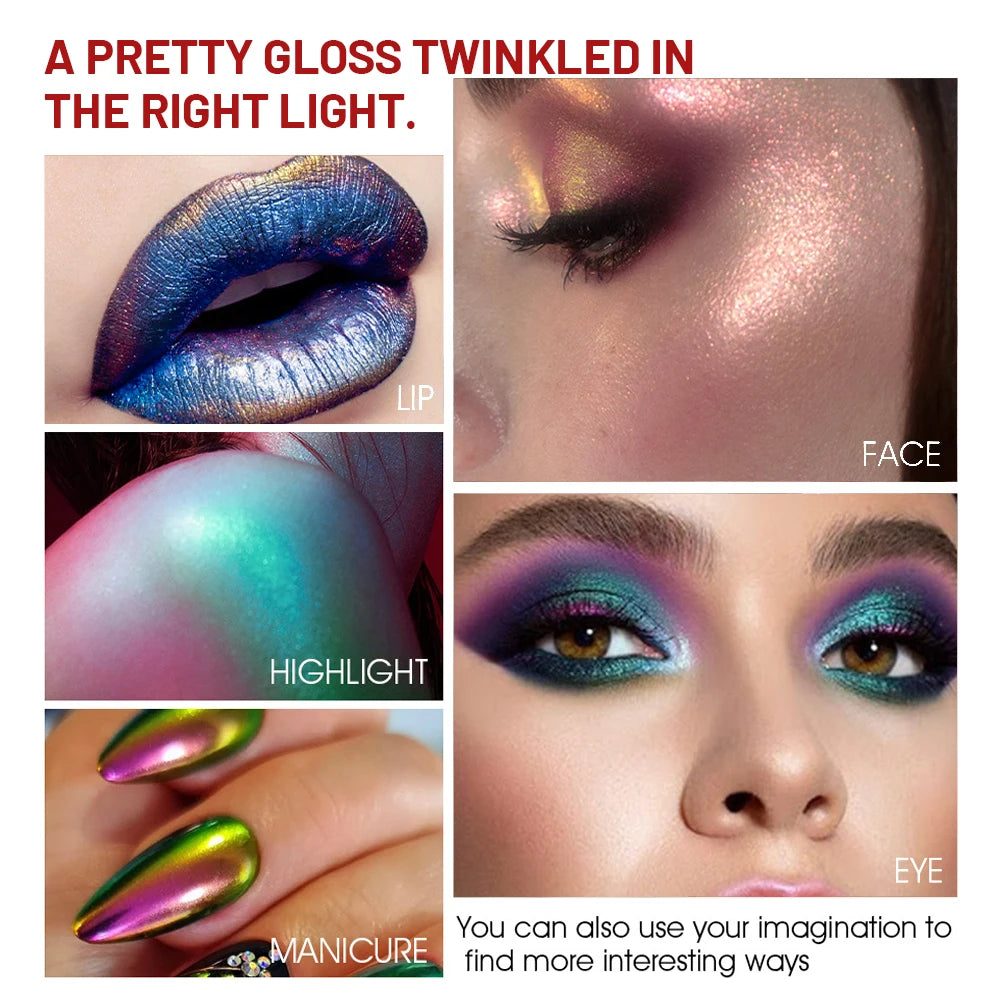 Chameleon Pearlescent Liquid Eyeshadow Illusion Highlight Highlight Fine Shimmer Festival Stage Makeup Peaceful Pleasures Health and Wellness