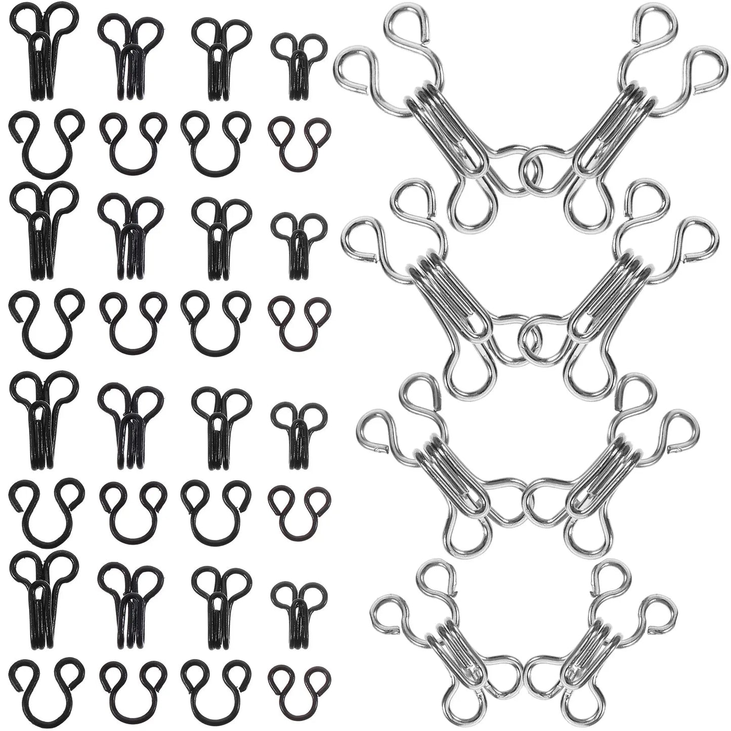 50Pcs Premium Metal Hooks Eyes for Bra Fastening Clothing Repair Sewing DIY Craft Jewelry Clasp Book Binding Silver Black Peaceful Pleasures Health and Wellness