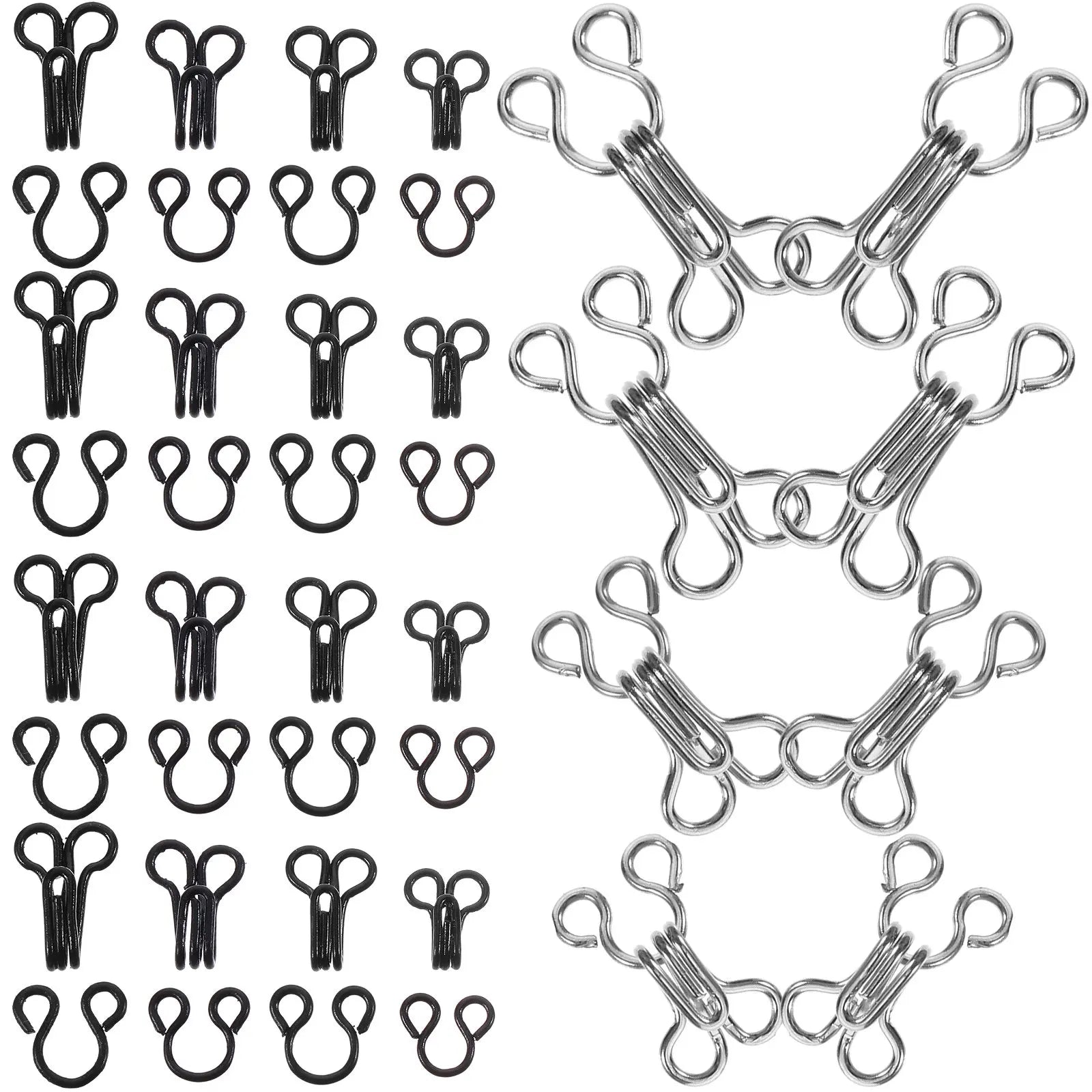 50Pcs Premium Metal Hooks Eyes for Bra Fastening Clothing Repair Sewing DIY Craft Jewelry Clasp Book Binding Silver Black Peaceful Pleasures Health and Wellness