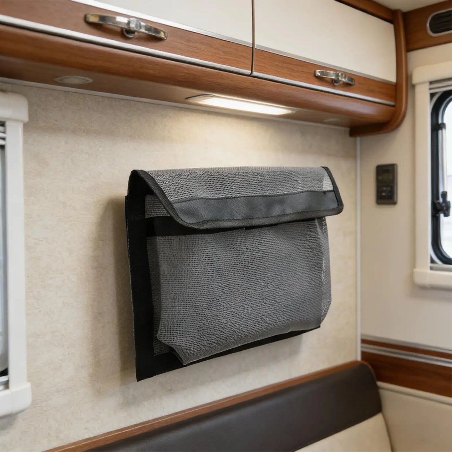Marine Mesh Storage Bag – Self-Adhesive Boat Organiser with Lid