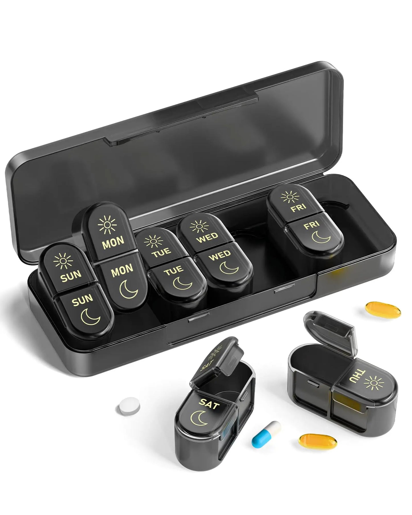 Pill Organizer, Pill Box 7 Day Am & Pm Pill Organizer 7 Days,Weekly Pill Case 2 Times a Day,Medicine Organizer for Travel Peaceful Pleasures Health and Wellness