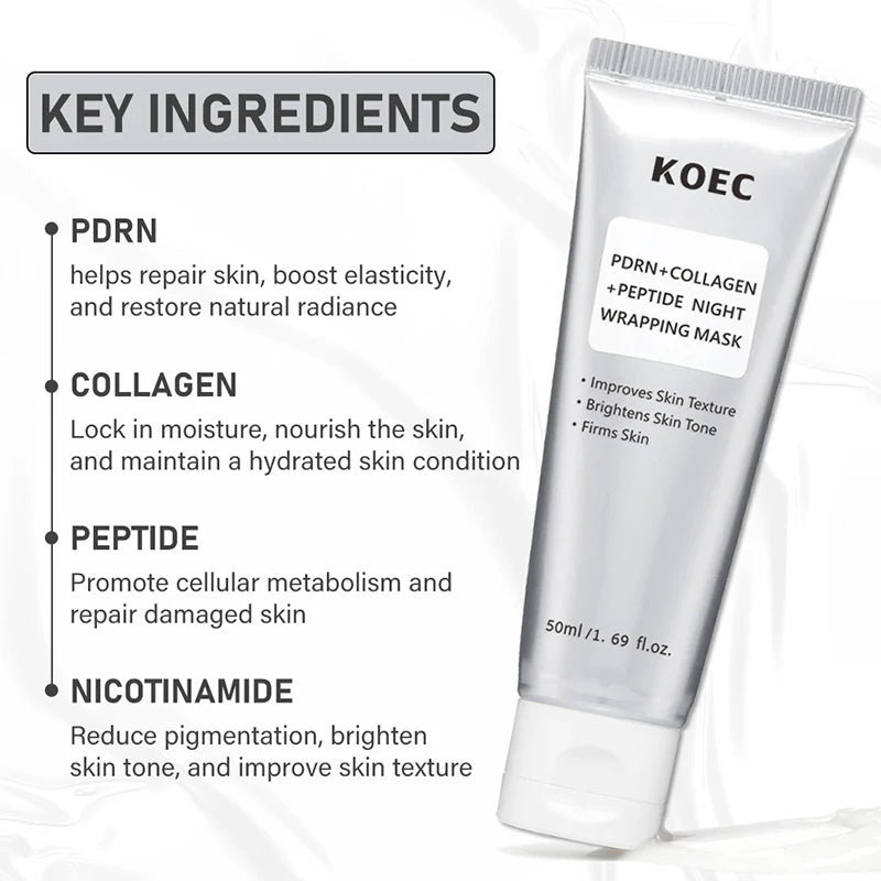 Collagen Pdrn Peptide Peel Off Mask Brightening Firming Deeply Hydrating Skin Care Mask With Brush Nourishing Skin Facial Mask Peaceful Pleasures Health and Wellness
