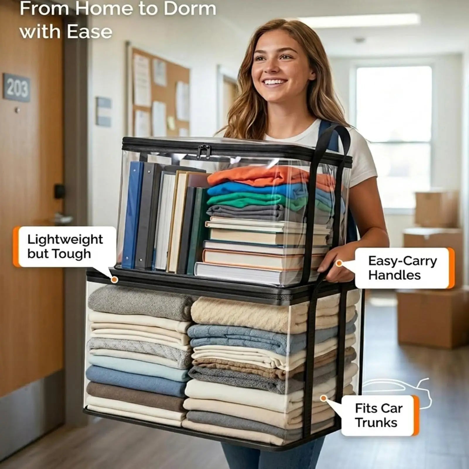 Heavy Duty Storage Bags with Handles Foldable Packing Tote for Travel Moving Clothes, Home Dorm Camping Nursery, Blankets Toys Peaceful Pleasures Health and Wellness