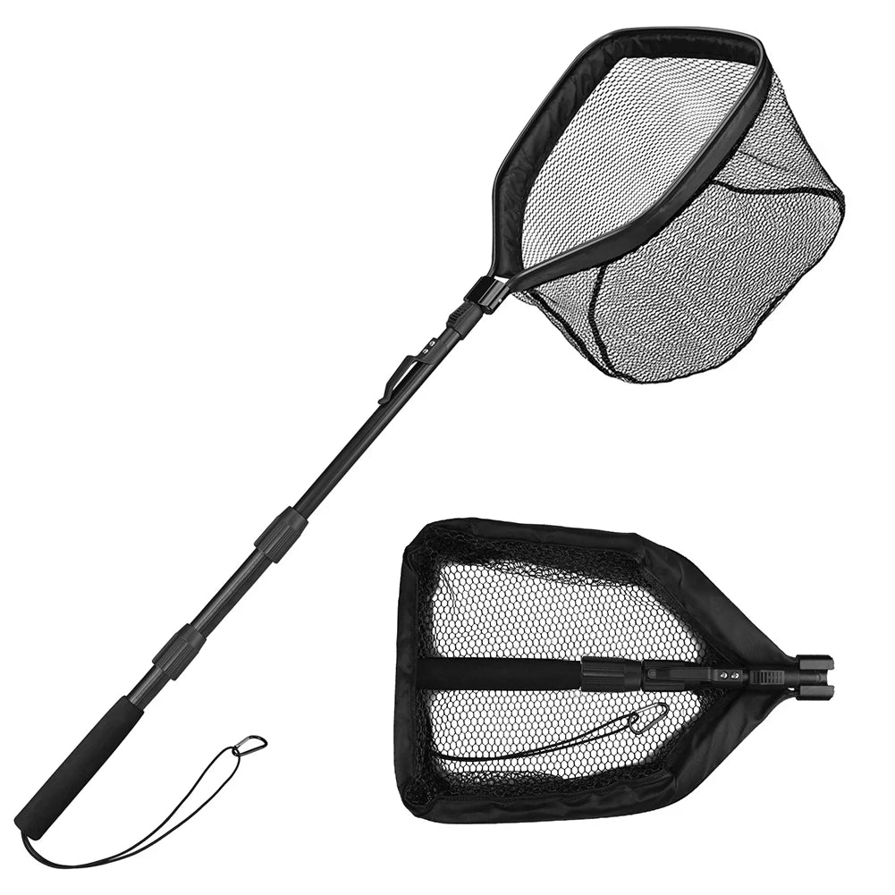 Fishing Net Fish Floating Landing Nets with Foldable Telescopic Pole Handle&Nylon Mesh for Saltwater Freshwater Catch&Release Peaceful Pleasures Health and Wellness 120cm Fishing Net 1
