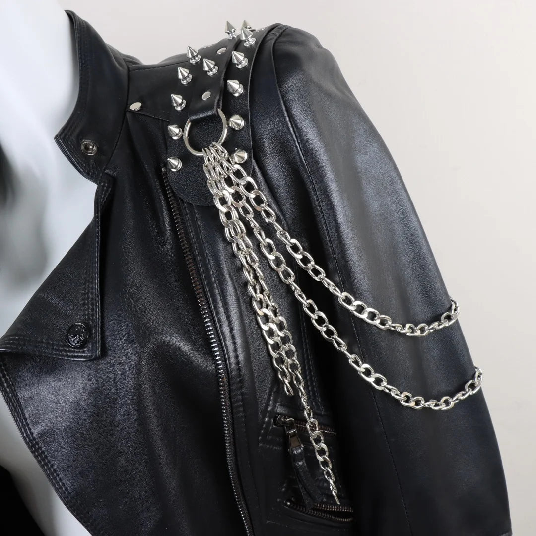 Sexy Men's Belt PU Leather Harness Strap Chest Chain Shoulder Metal