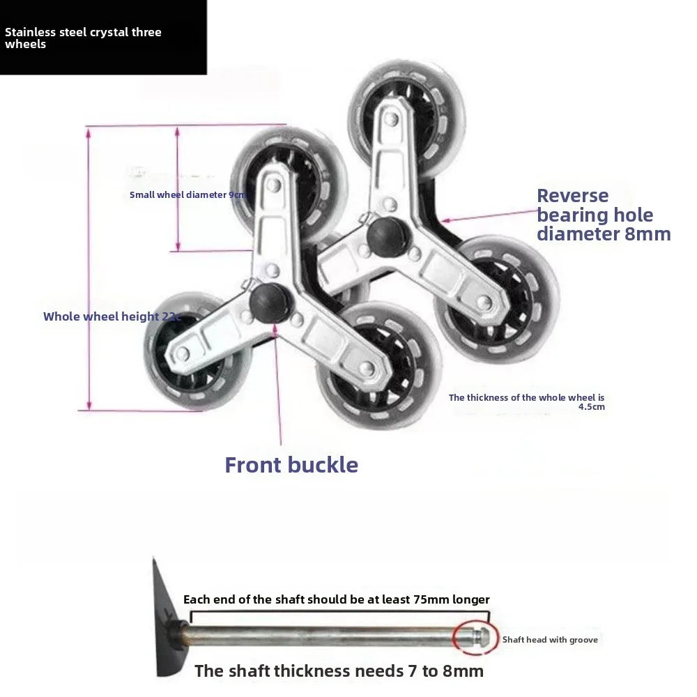 3-Wheel Stair Climbing Cart Casters – Replacement Rollers